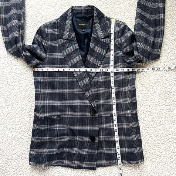 Banana Republic Women's Blue White Plaid Academia Career Blazer Jacket SZ 10 - Picture 6 of 11